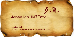 Janovics Márta névjegykártya