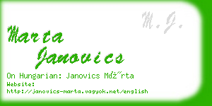 marta janovics business card